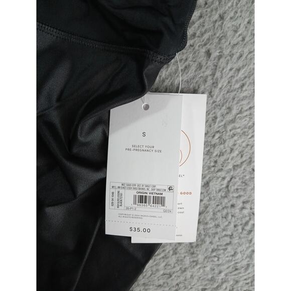 Ingrid + Isabel Maternity Leggings Women Small Black Shiny Faux Leather Pant NWT - Picture 2 of 10